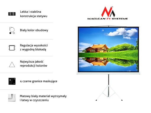 EKRAN PROJEKCYJNY NA STATYWIE 240x180 PRZENOŚNY HD