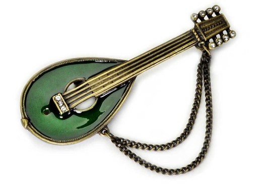 Брошь Jablonex Instrument Зеленая Мандолина