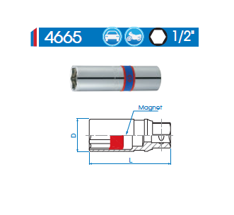 ПОДСВЕЧНИК 1/2 16мм 6 КТ KING TONY MAGNET 466516