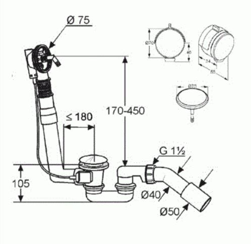 Grohe 24092001 Комплект 7 в 1 с наполнением для ванны 20 шт.
