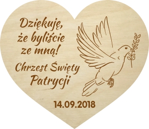 Podziękowanie Komunia Chrzest magnes sklejka grawe