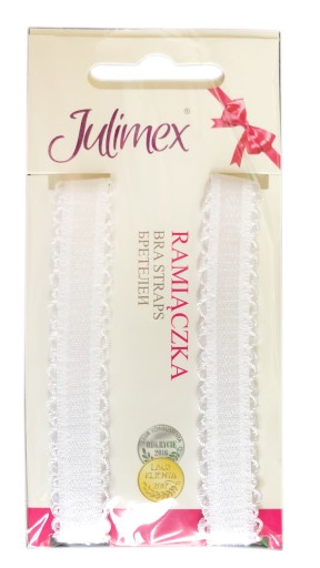 Бретельки JULIMEX белые ажурные из ткани 10мм.