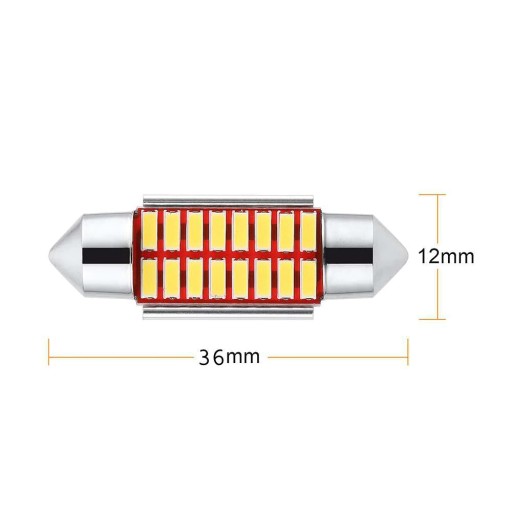 СВЕТОДИОДНАЯ ЛАМПА 16 SMD 4014 C3W C5W C10W CANBUS 36мм