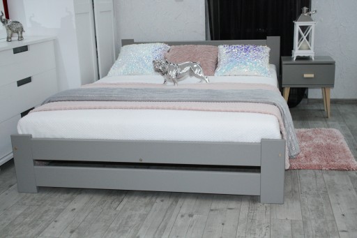 Кровать деревянная серая OLA 160x200 + МАССИВНЫЙ КАРКАС