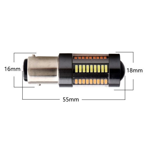 DUAL COLOR P21/5W 66 светодиодов 4014 BAY15D белый + оранжевый