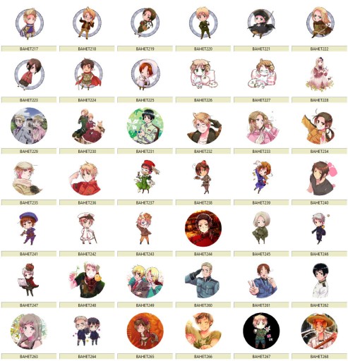 Przypinki Anime Axis Powers Hetalia DUŻY WYBÓR