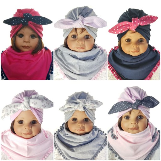 KOMPLET DLA DZIEWCZYNKI CZAPKA TURBAN PINUP + CHUSTKA POD SZYJĘ 0-99LAT 6W