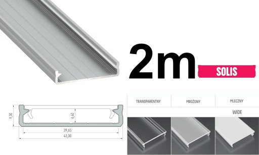 СВЕТОДИОДНЫЙ АЛЮМИНИЕВЫЙ ПРОФИЛЬ 2м SOLIS 3xLED SILVER + ЛАМПА