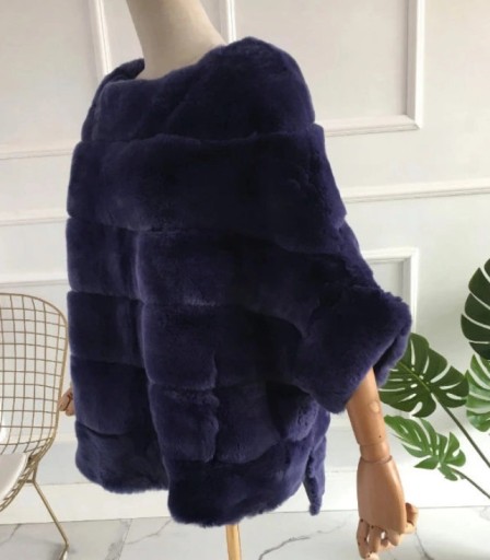 Пончо из меха кролика REX Oversize 36 S