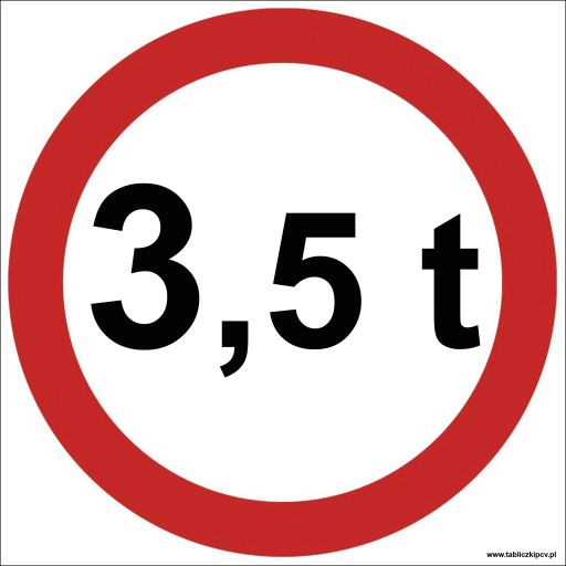 Знак ограничения на въезд до 3,5 т выше 40x40 DIBOND