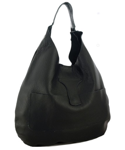 КОЖАНАЯ СУМКА OVERSIZE, ЧЕРНАЯ