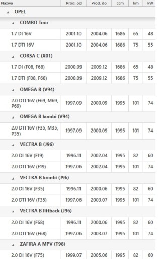 РАСХОД ВОЗДУХА OPEL ASTRA VECTRA 1.7 2.0