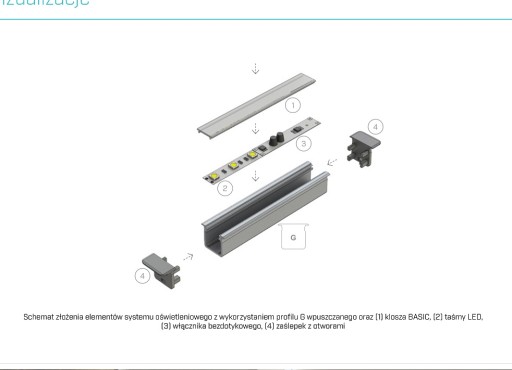 Алюминиевый профиль G необработанная светодиодная лента глубиной 1м