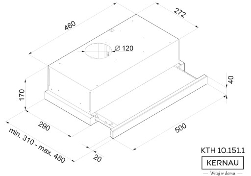 Вытяжка Kernau KTH 10151.1 B, ширина 50см, черная