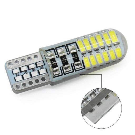 СВЕТОДИОДНАЯ ЛАМПОЧКА 24 SMD 3014 W5W T10 СИЛИКОНОВАЯ СТОЯНОЧНАЯ ФОНА