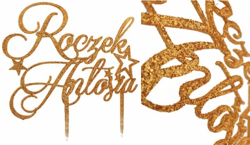 Топпер годовалый с именем ребенка, золото Р2-збр.