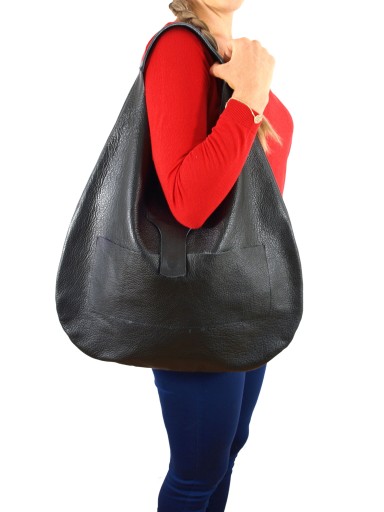 КОЖАНАЯ СУМКА OVERSIZE, ЧЕРНАЯ