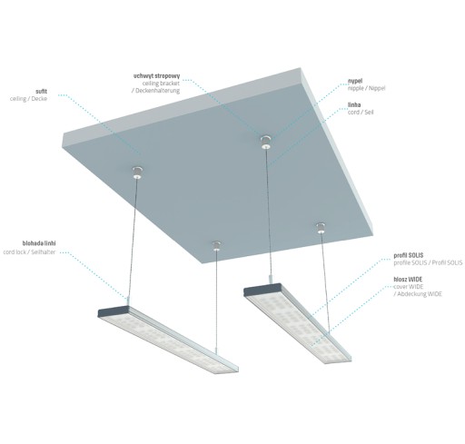 СВЕТОДИОДНЫЙ АЛЮМИНИЕВЫЙ ПРОФИЛЬ 2м SOLIS 3xLED SILVER + ЛАМПА
