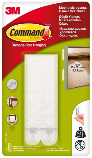COMMAND Узкая липучка для фотографий, 4 шт.