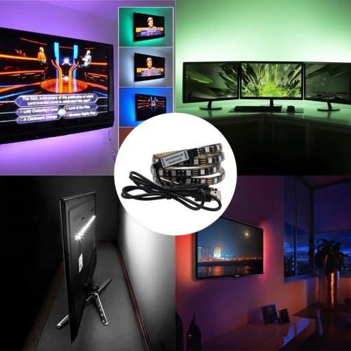 RGB USB СВЕТОДИОДНАЯ ЛЕНТА С ПУЛЬТОМ 3М, ПОДСВЕТКА ТВ 5В