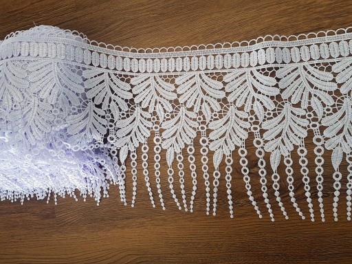 GIPIURA Koronka biała 30 cm Firana ORNAMENT SALON OZDOBNY WZÓR DEKOR liść
