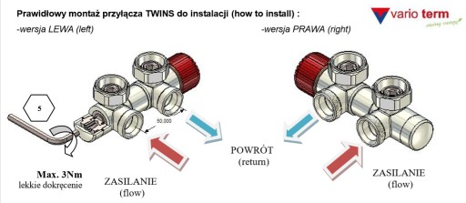 Клапан Term Twins, 50 мм, графитовая сторона + медный разъем + розетка PR