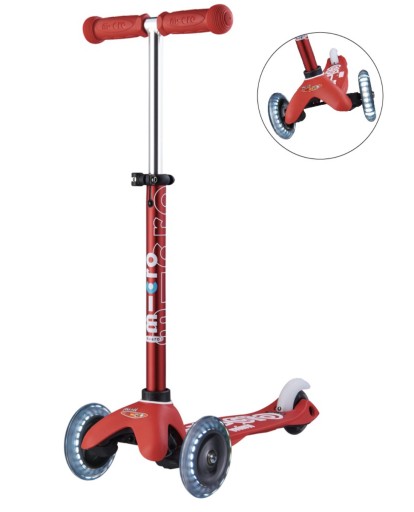 Микро - Самокат трехколесный детский Mini Deluxe Red LED