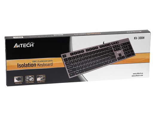 КЛАВИАТУРА A4TECH FLAT ISLAND, МЯГКИЕ НИЗКИЕ КНОПКИ + 2 USB-концентратора