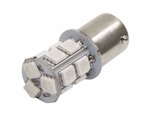 ŻARÓWKA MOTOCYKLOWA LED 13 SMD 5050 P21/5W BAY15D 12V POMARAŃCZOWA
