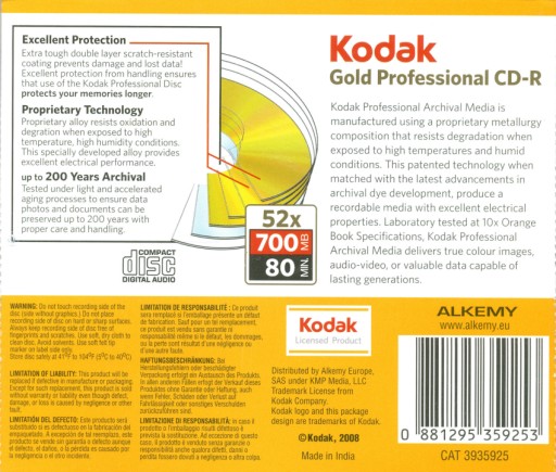 Kodak CD-R GOLD Professional 10szt