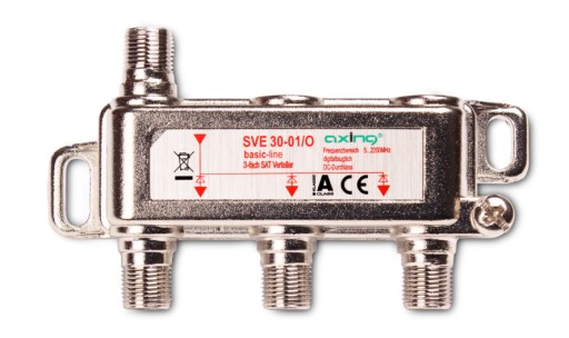 Rozgałęźnik 1 wejście 3 wyjścia TV/SAT firma Axing 5-2400 Mhz SVE 30-01