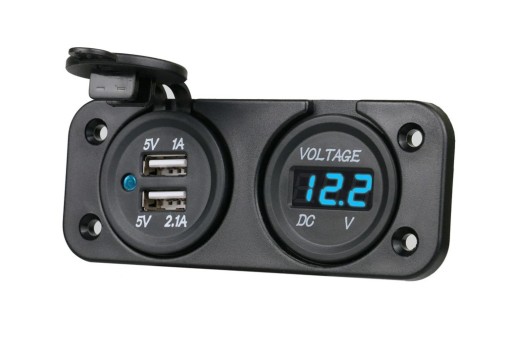 АВТОМОБИЛЬНОЕ ЗАРЯДНОЕ УСТРОЙСТВО ДЛЯ ВОЛЬТМЕТРА 2x USB 2A ПАНЕЛЬ 2в1