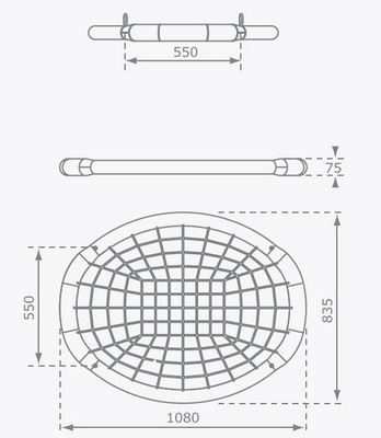 Huśtawka bocianie gniazdo plecione OVAL metalowe wzmocnienia 150kg