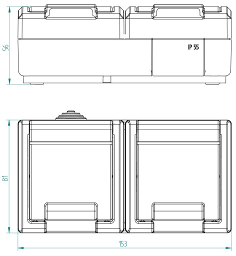 РОЗЕТКА AQUANT ДВОЙНАЯ Н/Т IP55 СЕРАЯ 1242-10