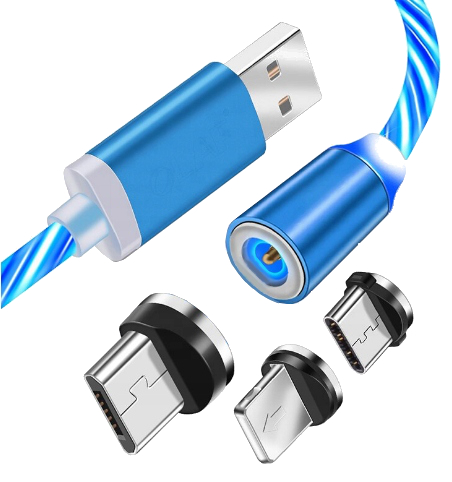 СВЕТОДИОДНЫЙ МАГНИТНЫЙ КАБЕЛЬ 3 в 1 micro USB TYPE-C iPhone