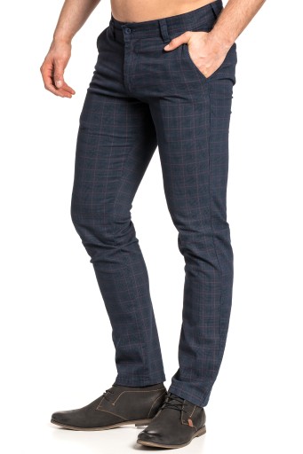 SPODNIE MĘSKIE W KRATĘ VANKEL JEANS 059 -126cm/L32