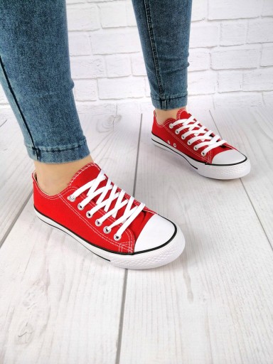 TRAMPKI TENISÓWKI CZERWONE SPORTOWE NISKIE R.37