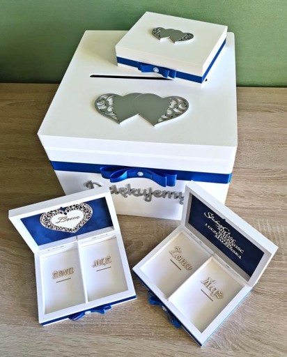 Комплект коробки для конвертов 30х30 + серебряные обручальные кольца