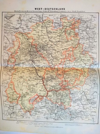 СТАРАЯ КАРТА ЗАПАДА - ГЕРМАТИЧЕСКАЯ ГРАФИКА 1869 ГОДА