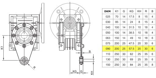 Выходной вал коробки передач DKM VMR NMRV 090