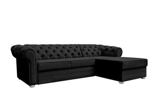 большой раскладной УГЛОВОЙ ДИВАН Chesterfield, черный бархат