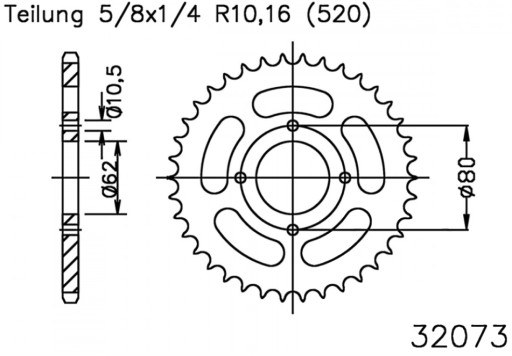 Задняя звездочка 520 Esjot 53Z Sachs Roadster 125 V2
