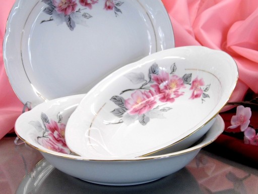 536 Сервиз для ужина и кофе CHODZIEZ 12 96 Цветущая яблоня KAMELIA