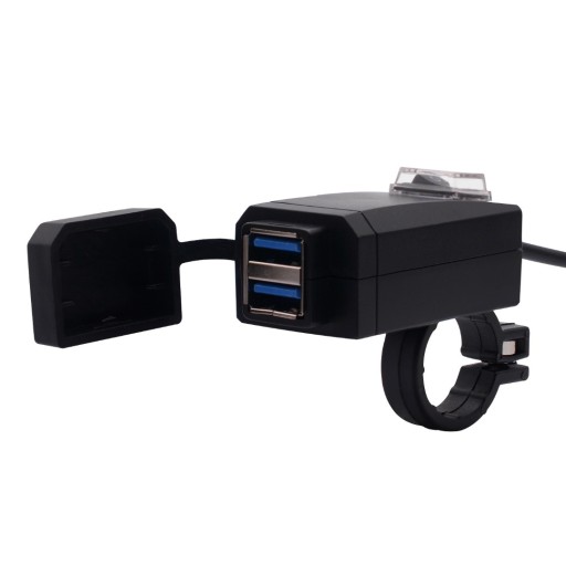 ЗАРЯДНОЕ УСТРОЙСТВО ДЛЯ МОТОЦИКЛА 2x USB БЫСТРАЯ ЗАРЯДКА 3.0