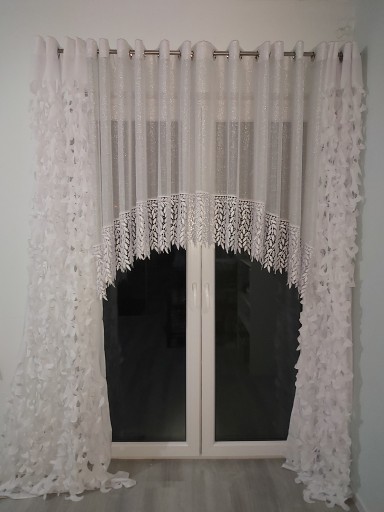 GIPIURA Koronka biała 30 cm Firana ORNAMENT SALON OZDOBNY WZÓR DEKOR liść