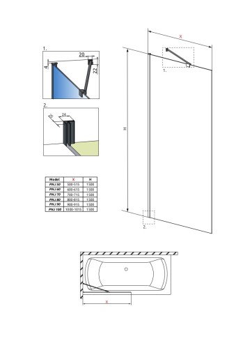 Idea Black PNJ Frame 70 cm Parawan Radaway