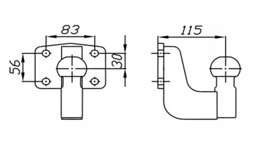 БУКСИРОВОЧНЫЙ КРЮК BOSAL ШАРОВОЙ НАКОНЕЧНИК 3,5 зуб. + ВИНТЫ 83x56
