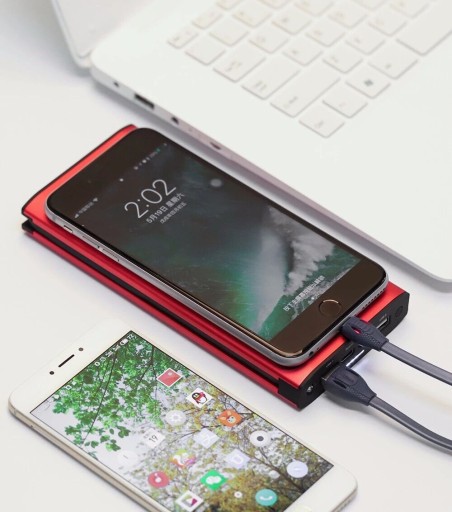 Алюминиевый аккумулятор Powerbank, 10000 мАч, кабель Micro USB, TYPC