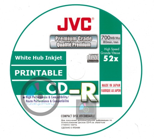 JVC CD-R премиум-класса для печати, 10 шт., японский конверт для компакт-дисков