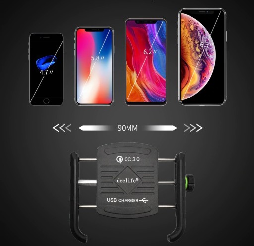 ДЕРЖАТЕЛЬ ДЛЯ МОТОТЕЛЕФОНА GPS USB QC3.0 3,5-6,5